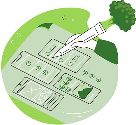 Working on tasks with a broccoli pen Working on tasks with a broccoli pen
